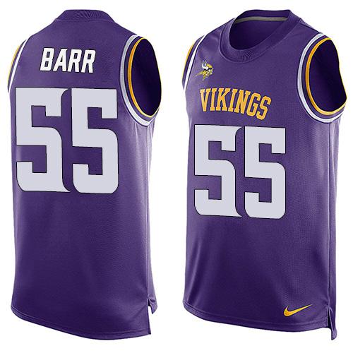 Nike Vikings #55 Anthony Barr Purple Team Color Men's Stitched NFL Limited Tank Top Jersey - Click Image to Close